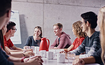 Industrial Manager Apprentices in a meeting